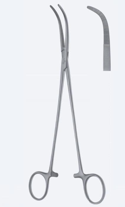 Зажими дисекційні та лігатурні Overholt-Geissendoerfer, фіг. 0, вигн, зубч щелепи, з кремальєрою, довжина 195 мм. Бренд - Asanus Medizintechnik Gmb, Німеччина